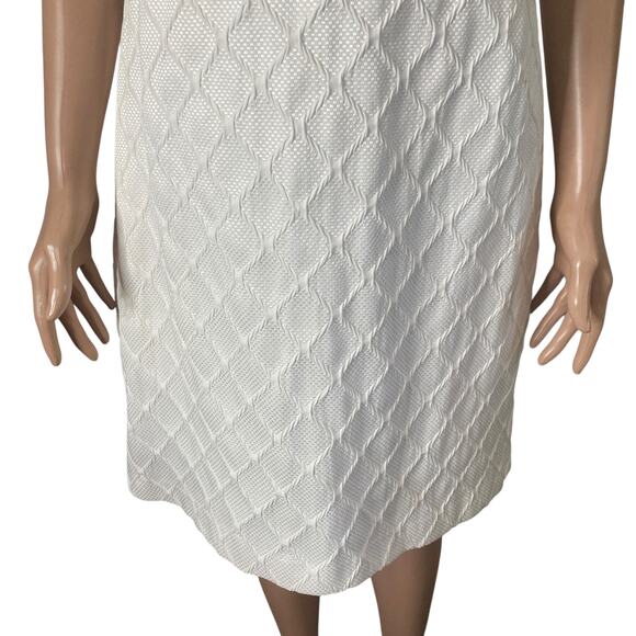 White House Black Market Dress Womens Size 8 White Textured Feel Summer Spring - Picture 9 of 12